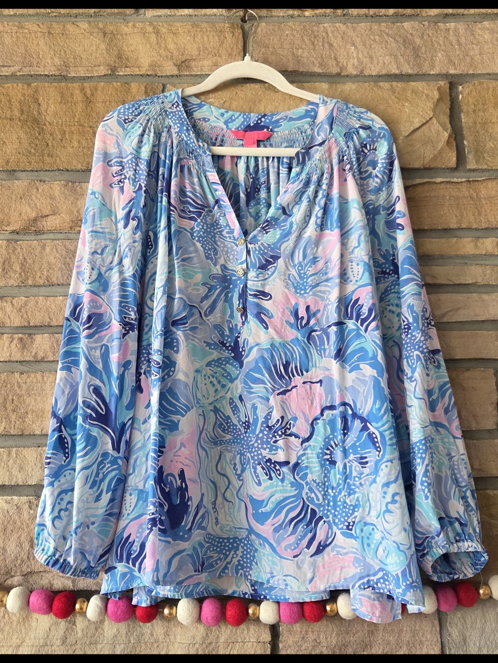Lilly Pulitzer Silk Elsa Blouse In Shade Seekers